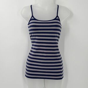 Y2K Striped Camisole Tank Top Womens Sz M Navy Gray Nautical Preppy summer